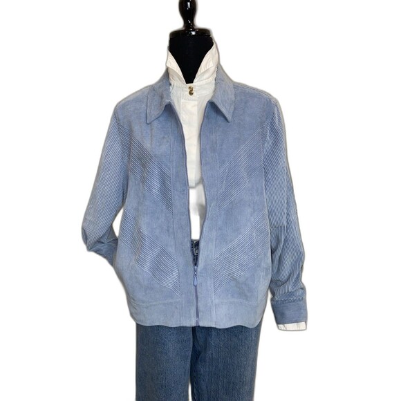 Alfred Dunner women’s zip up corduroy jacket Light Blue size 14 - Picture 4 of 12